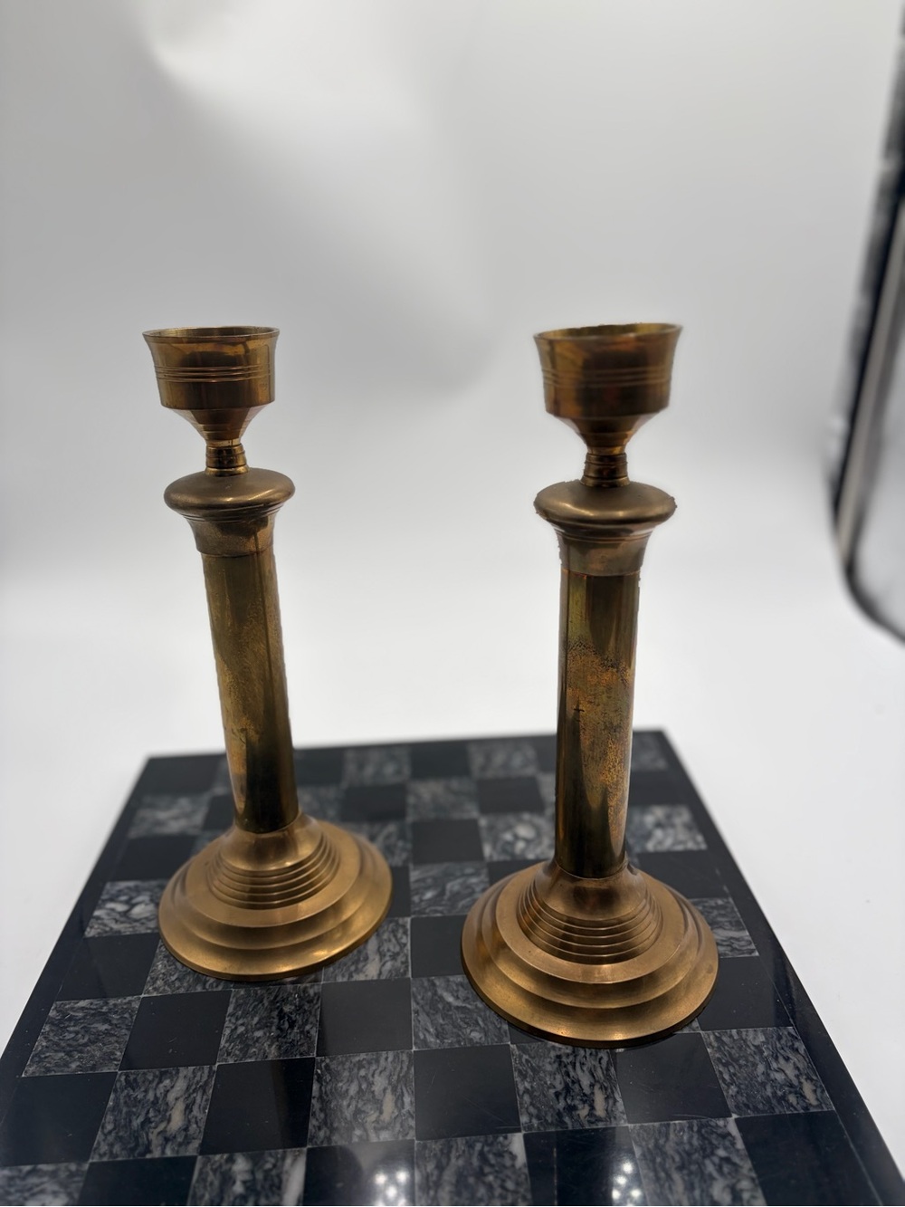 Vintage Hosley Solid Brass Candlestick Holders Set of 2 | Made in India